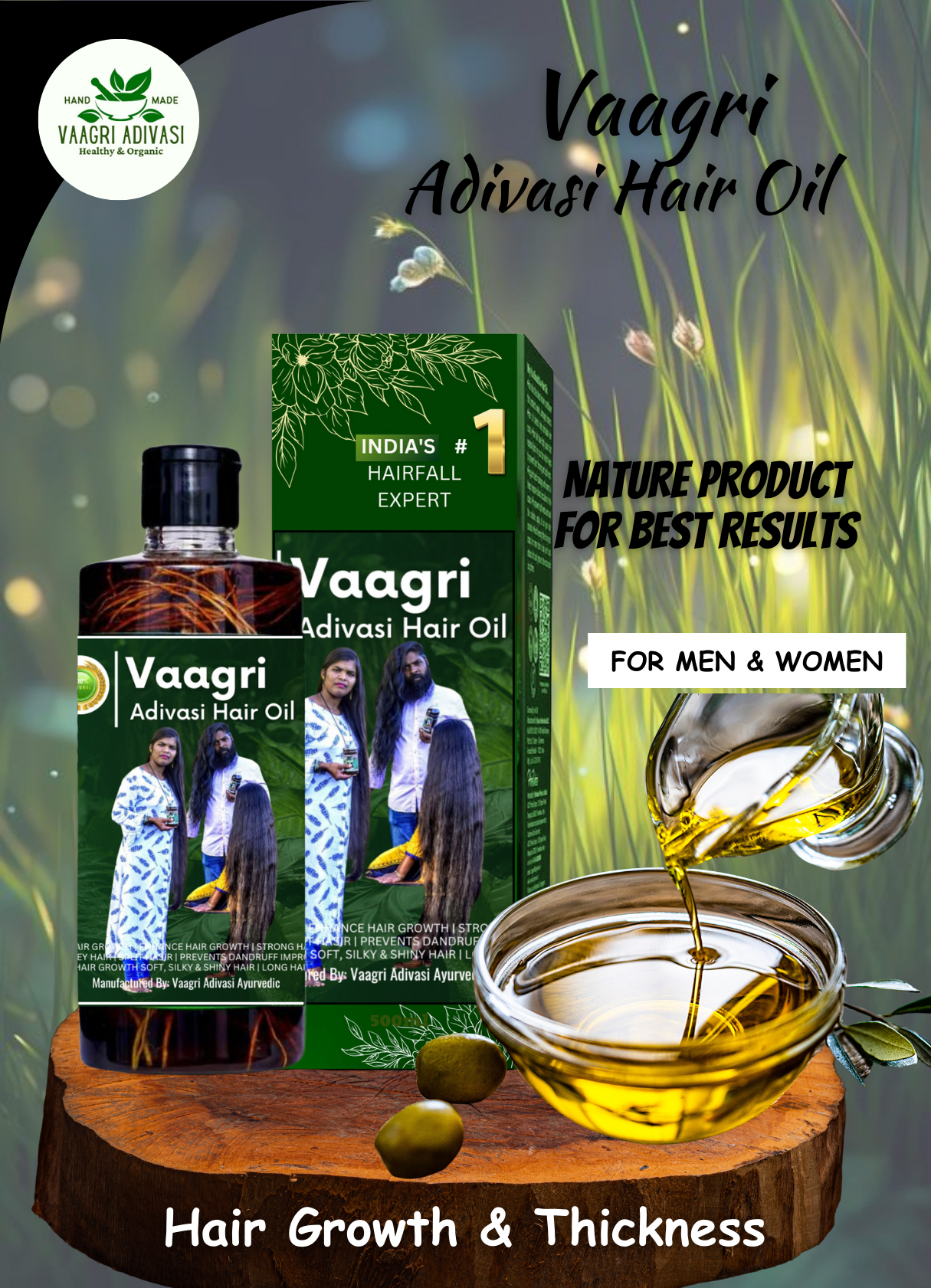 🪴 1000ML Vaagari Adivasi  hair oil (  Full course)