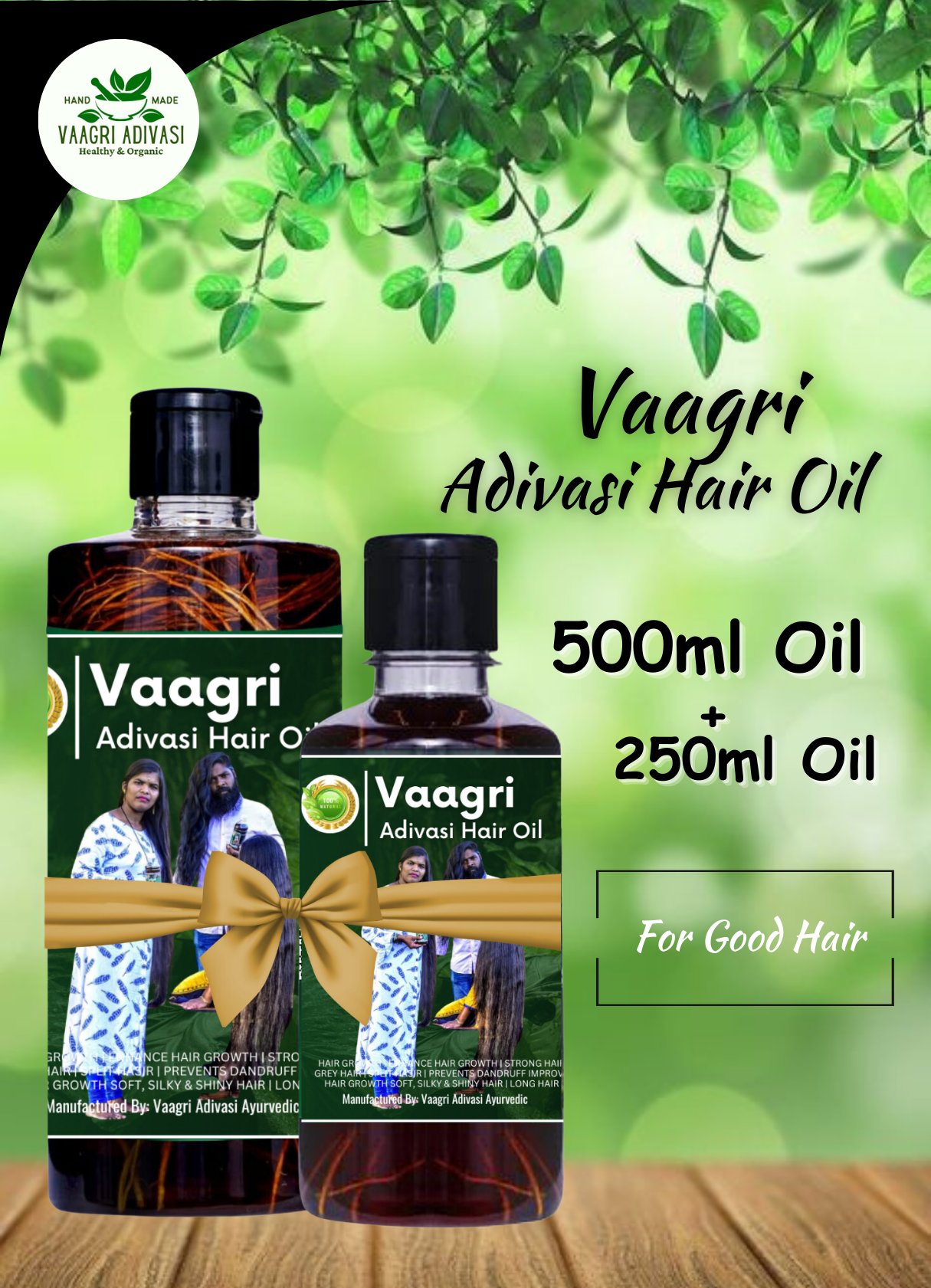 🔻500ML Vaagari Adivasi  hair oil(  4 Month course package )