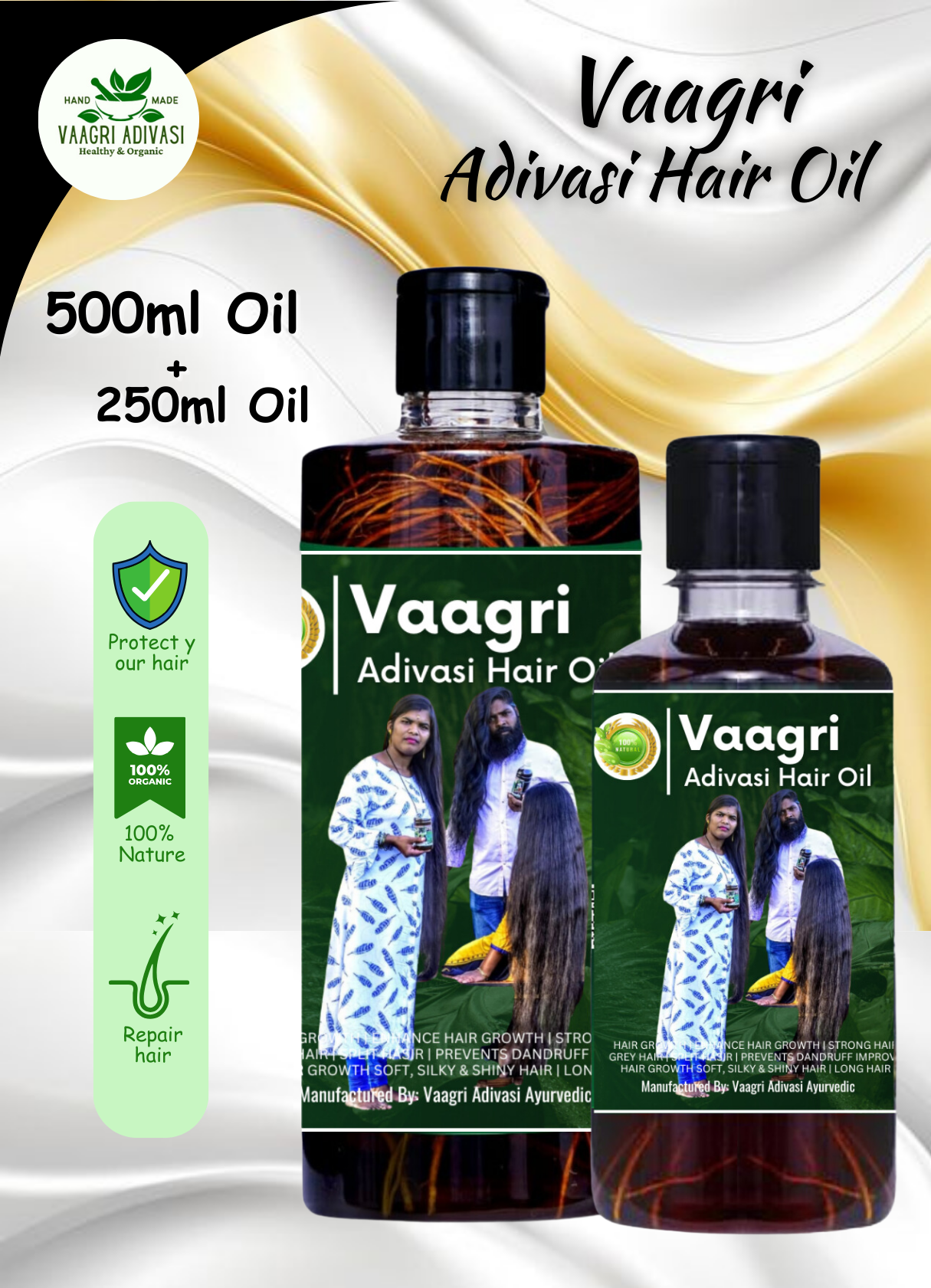 🔻500ML Vaagari Adivasi  hair oil(  4 Month course package )