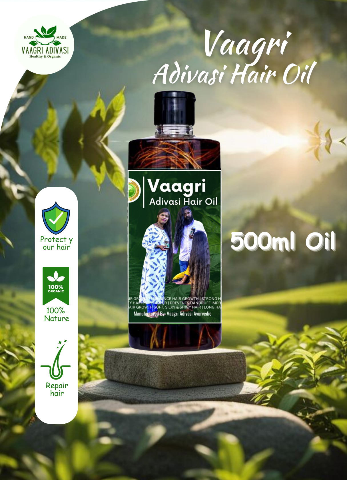 🔻500ML Vaagari Adivasi  hair oil(  4 Month course package )